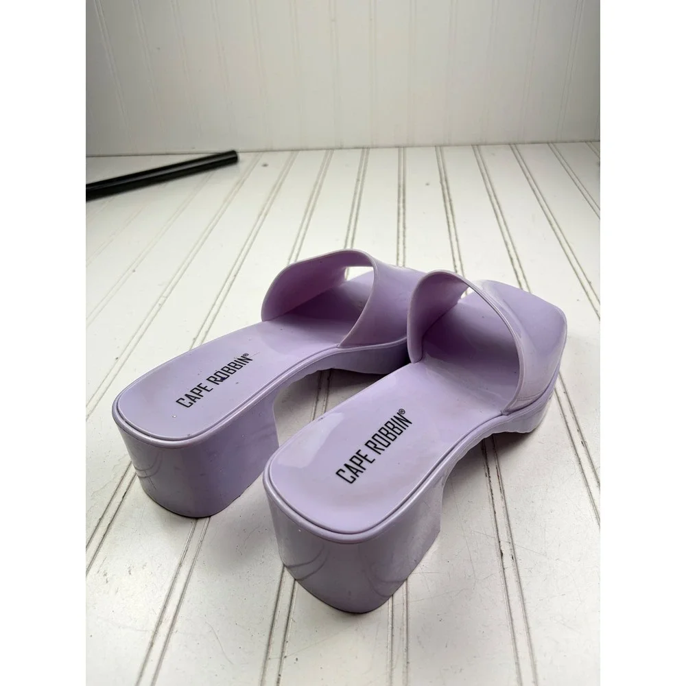 Cape Robbin Purple Jelly Chunky Block Heel Sandals Women's Size 9